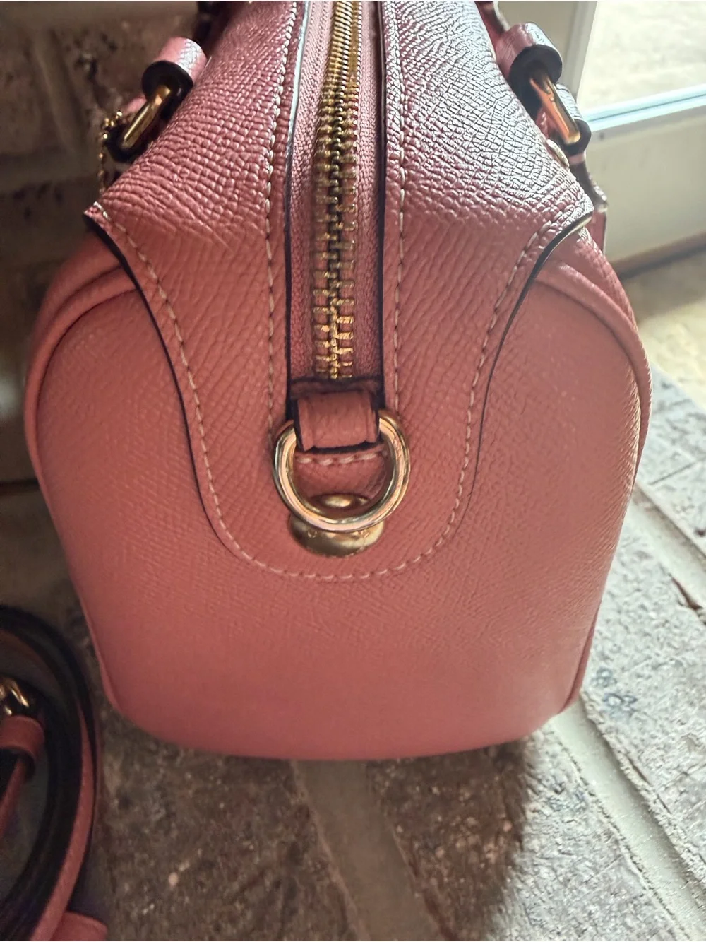 COACH Pink Leather Satchel with Minnie Roller Skate Graphic